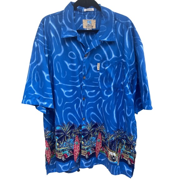 Coconut Pier by Top Image USA Other - Coconut‎ Pier Mens XXL Hawaiian Aloha Shirt Surf Van Palm Trees Blue Polyester